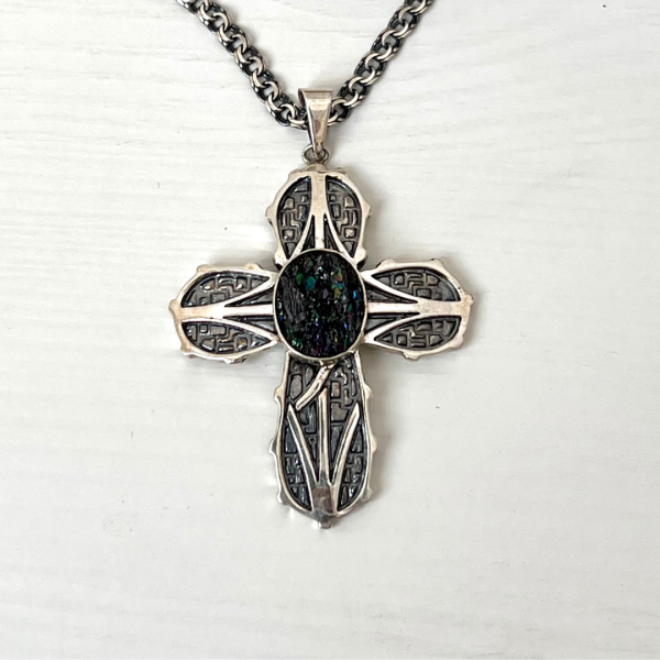 Sterling Silver Carborundum Cross Pendant