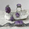 Sterling Silver Amethyst Druzy Jewelry Set