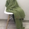 Wool Throw Blanket-Moss Green