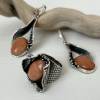 Sterling Silver Peach Stone Jewelry Set