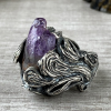 Amethyst silver ring | unique design | gift for her