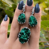 Sterling Silver Velvet Malachite Jewelry Set