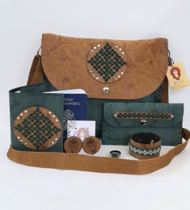 Green-brown “Kilikia” set of Marash embroided accessories