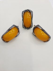 silver jewelry with natural amber