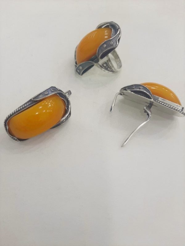 Sterling Silver and Natural Amber Jewelry Set