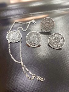 silver jewelry with beautiful ornamentation
