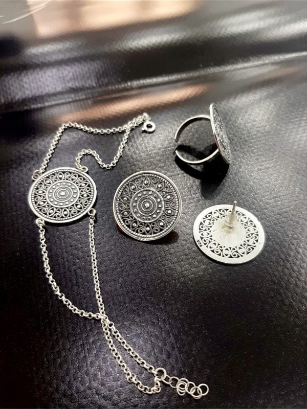 Ornate Sterling Silver Jewelry Set