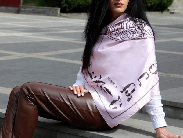 Pink Armenian Alphabet Scarf