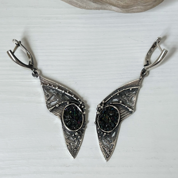 "Butterfly" Sterling Silver and Black Carborundum Jewelry Set