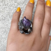 Amethyst silver ring | unique design | gift for her