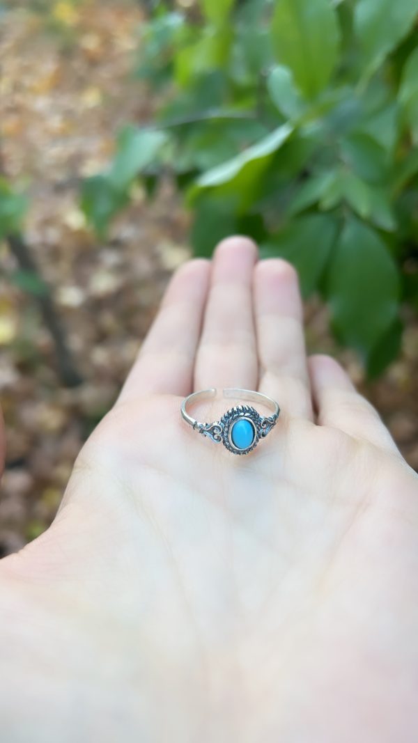 Turquoise gemstone ring STERLING SILVER 925 , Armenian delicate ring