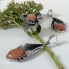 Sterling Silver Peach Stone Jewelry Set