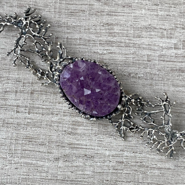 Sterling Silver Amethyst Druzy Jewelry Set