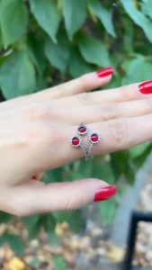Armenian Sterling silver 925 Ring , Red stone delicate ring for her