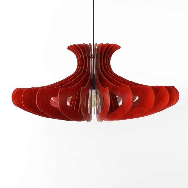 red Wood Pendant Light, Modern Chandelier Lighting, Hanging Dining Lamp, Ceiling Light Fixture, Minimal Contemporary Ceiling Light Fixture