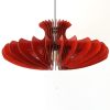 red Wood Pendant Light, Modern Chandelier Lighting, Hanging Dining Lamp, Ceiling Light Fixture, Minimal Contemporary Ceiling Light Fixture