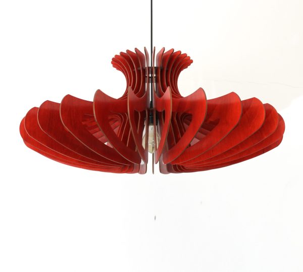 red Wood Pendant Light, Modern Chandelier Lighting, Hanging Dining Lamp, Ceiling Light Fixture, Minimal Contemporary Ceiling Light Fixture