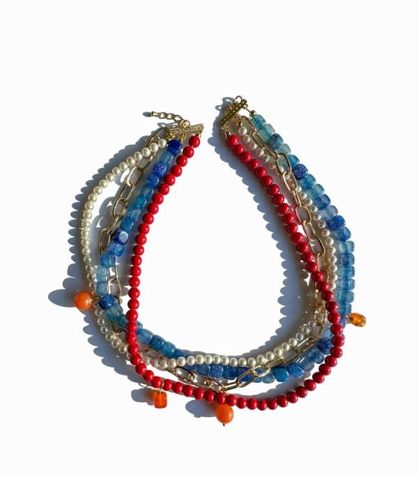 Tricolor Necklace with Natural Gems