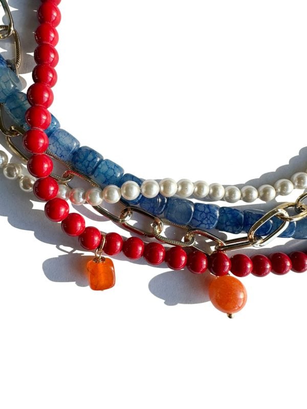 Tricolor Necklace with Natural Gems