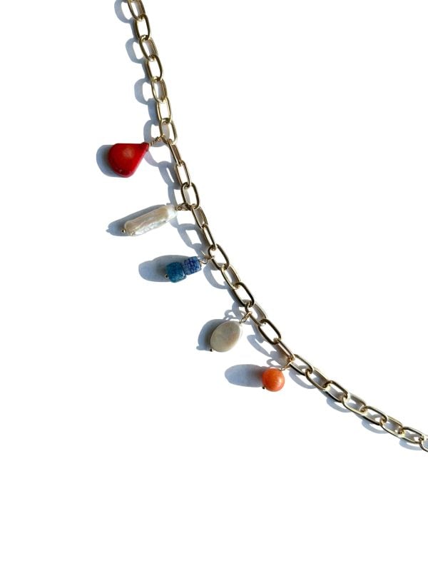 Tricolor Necklace with Natural Gems