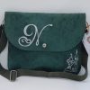 Green handmade bag with the letter N