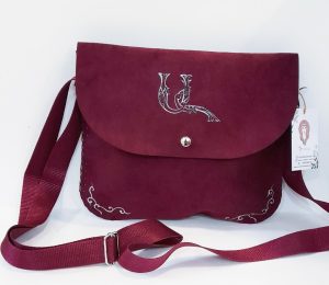 Maroon handmade bag with Armenian birdletter A