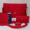Red accessories set with Armenian birdletter A