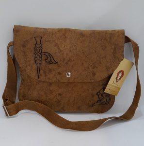 Brown handmade bag with Armenian birdletter E