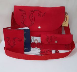 Red accessories set with Armenian birdletter M