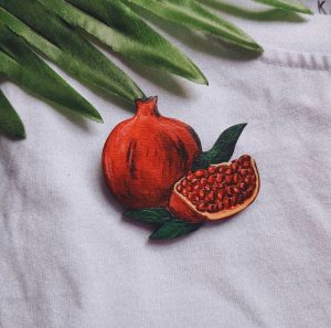 Wooden Brooch “Pomegranate”