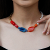 Tricolor Necklace with Natural Gems