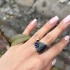 Sterling Silver Blue Sapphire Gothic Ring