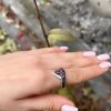 Red enameled ring , Sterling silver 925 , Armenian handmade . Triangle ring