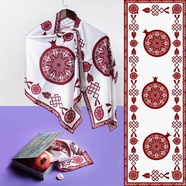 Pomegranate White Silk Scarf