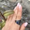 Sterling Silver Blue Sapphire Gothic Ring