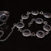Sterling silver ring-chain bracelet “Eva” with black onyx