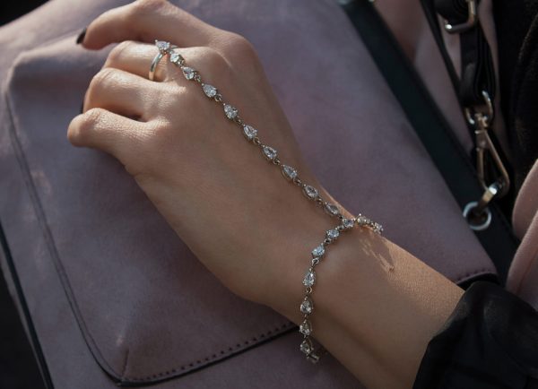 Sterling silver ring-chain bracelet "Justina"