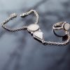 “Full Moon” Sterling Silver Ring-Chain Bracelet