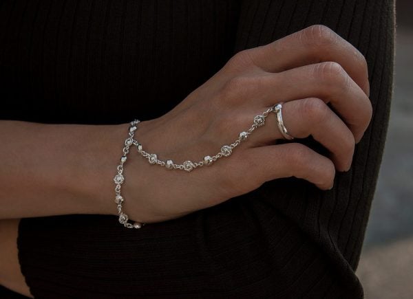 “Lamara” Sterling Silver Ring-Chain Bracelet