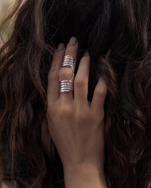 "Victoria" Sterling Silver Full Finger Ring