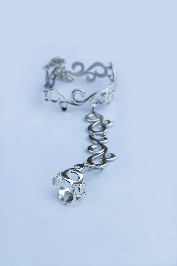 "Gia" Sterling Silver Ring-Chain Bracelet