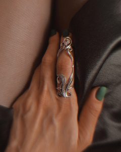 Sterling silver full finger ring “Lily”