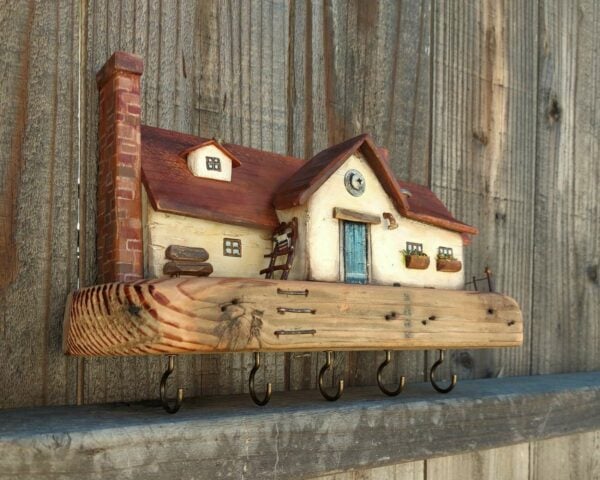 Wooden House Key Holder