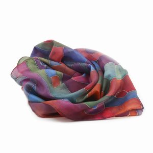 Silk Scarf, Handmade, Feminine, from “Aqua” Fashionable Collection, Cold Batik, Exclusive Design
