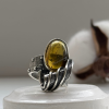 Amber Silver Ring