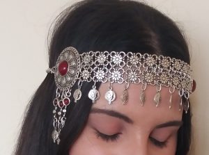 Pomegranate Forehead Flowery Silver Plated Drop, Armenian Headpieces Drop, Pomegranate Forehead