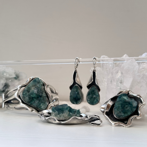 Sterling silver jewelry set with amazing fluorite | exclusive jewelry by Shahinian