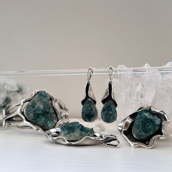 Fluorite and Silver Jewelry Set