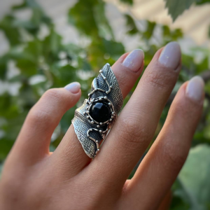 Handmade silver ring | natural black onyx | designed by Shahinian jewelry