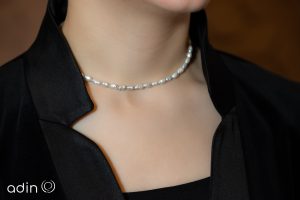 Natural pearl single row choker necklace